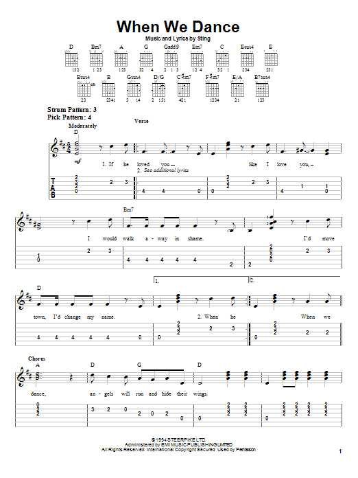 Sting When We Dance Sheet Music Notes & Chords for Guitar Chords/Lyrics - Download or Print PDF