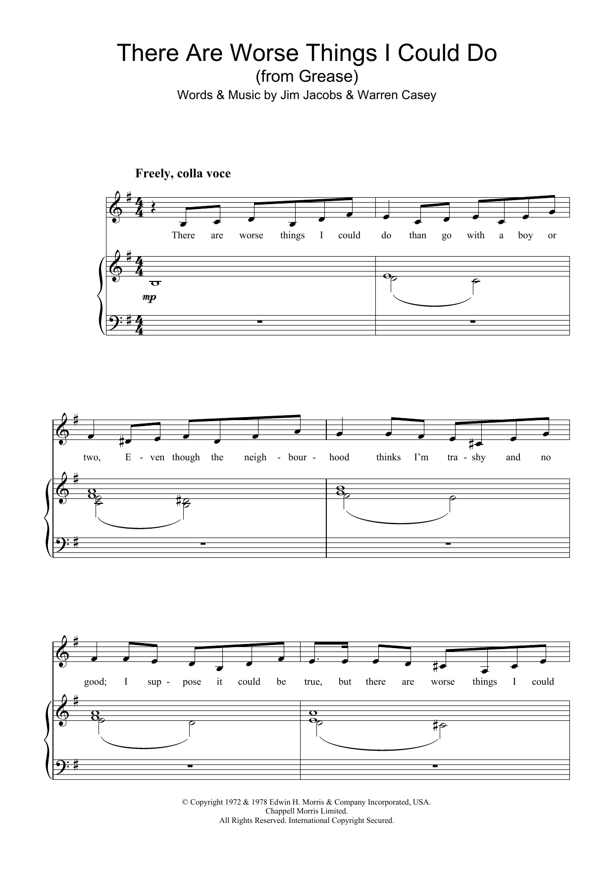 Stockard Channing There Are Worse Things I Could Do (from Grease) Sheet Music Notes & Chords for Piano & Vocal - Download or Print PDF