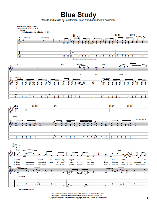 Stone Sour Blue Study Sheet Music Notes & Chords for Guitar Tab - Download or Print PDF