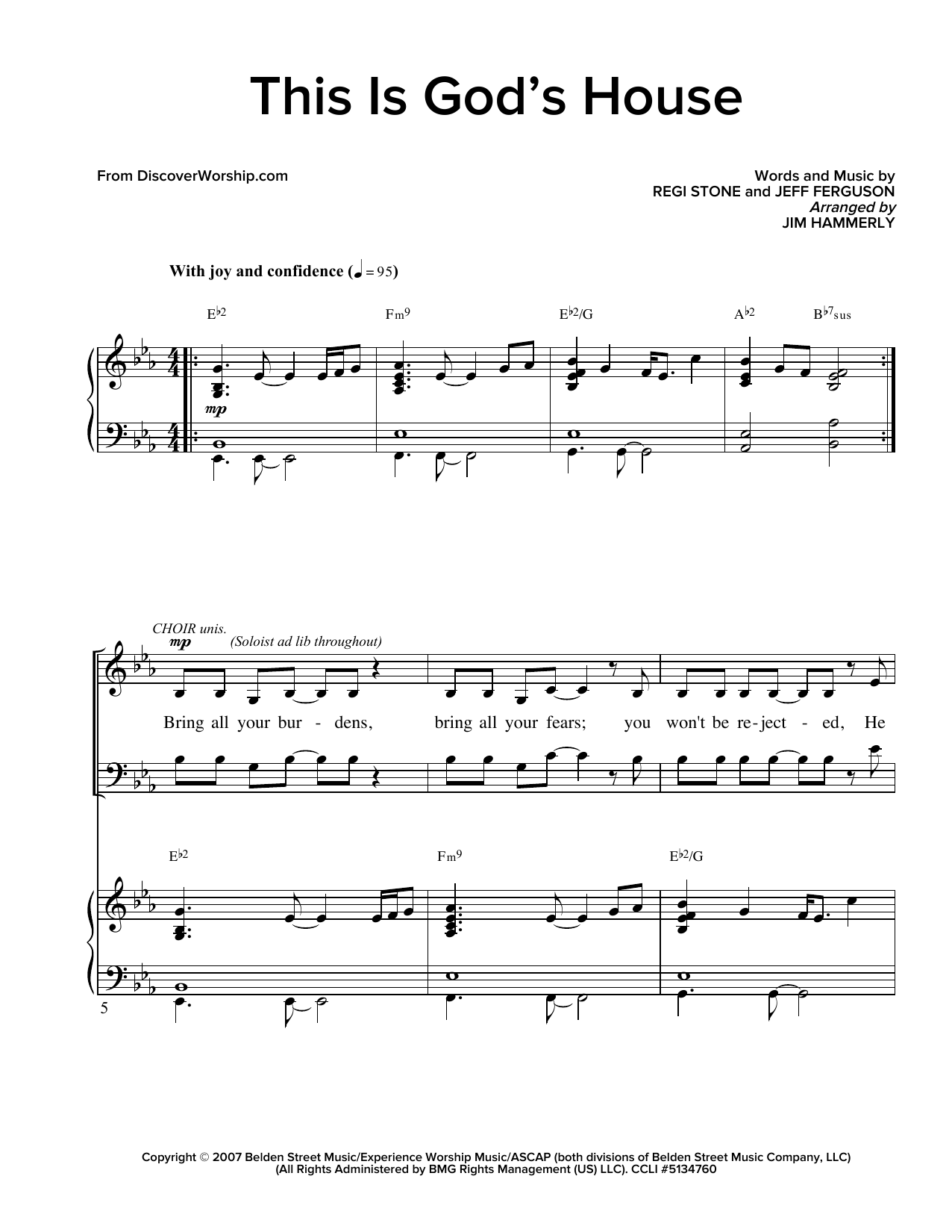 Regi Stone This Is God's House (arr. Jim Hammerly) Sheet Music Notes & Chords for SATB - Download or Print PDF