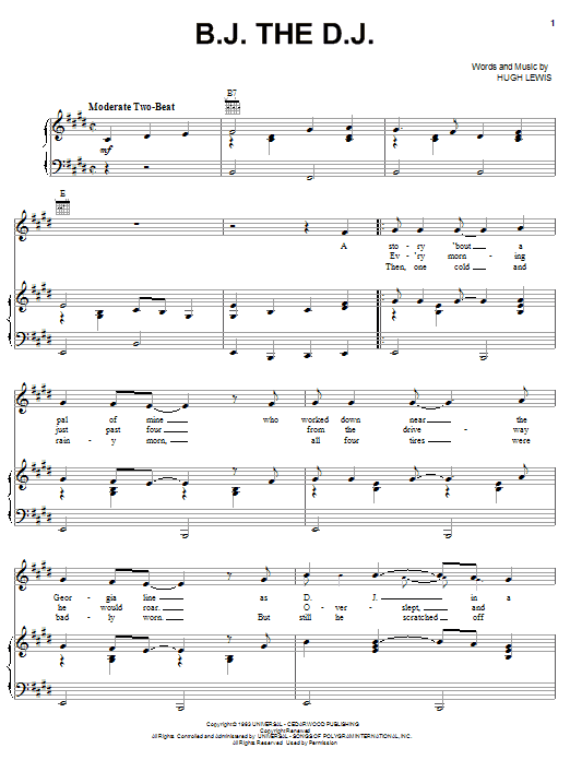 Stonewall Jackson B.J. The D.J. Sheet Music Notes & Chords for Piano, Vocal & Guitar (Right-Hand Melody) - Download or Print PDF