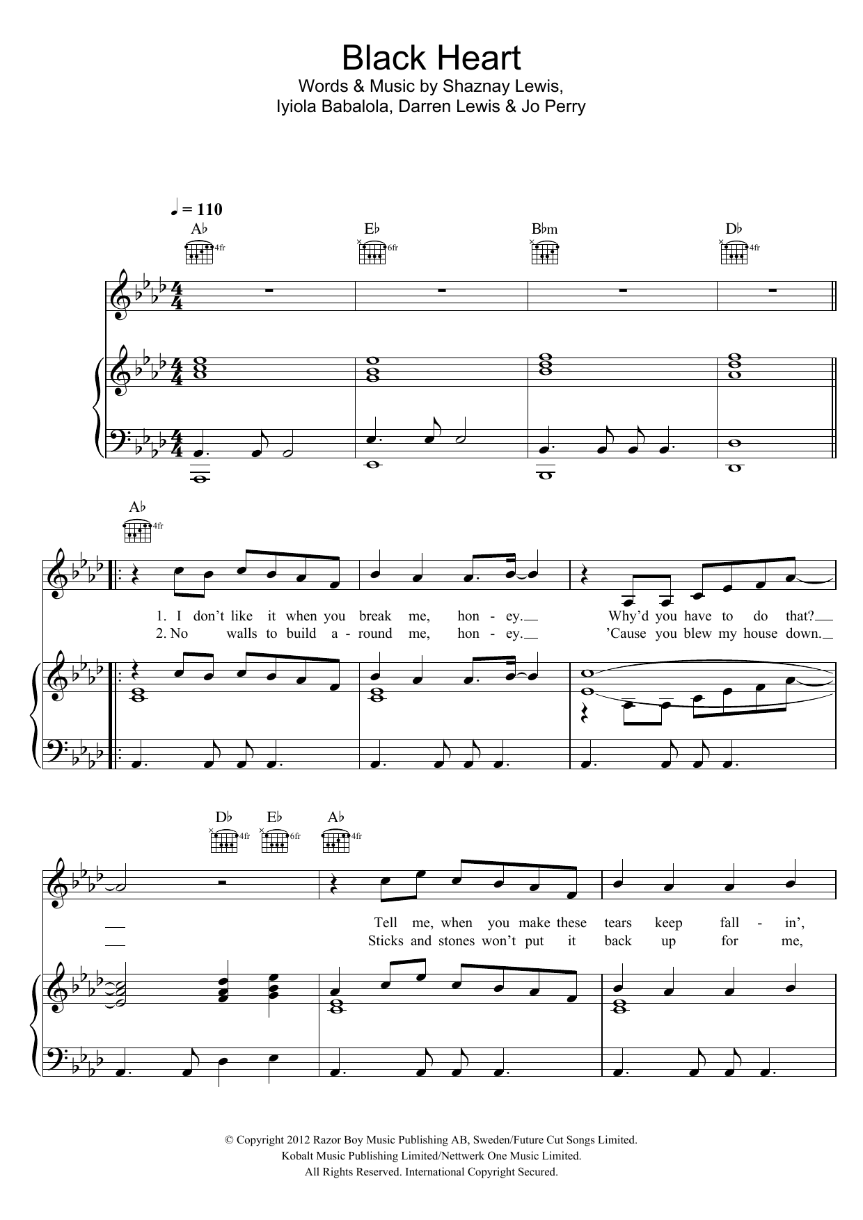 Stooshe Black Heart Sheet Music Notes & Chords for Keyboard - Download or Print PDF