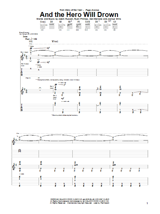 Story Of The Year And The Hero Will Drown Sheet Music Notes & Chords for Guitar Tab - Download or Print PDF Story Of The Year And The Hero Will Drown Sheet Music Notes & Chords for Guitar Tab - Download or Print PDF