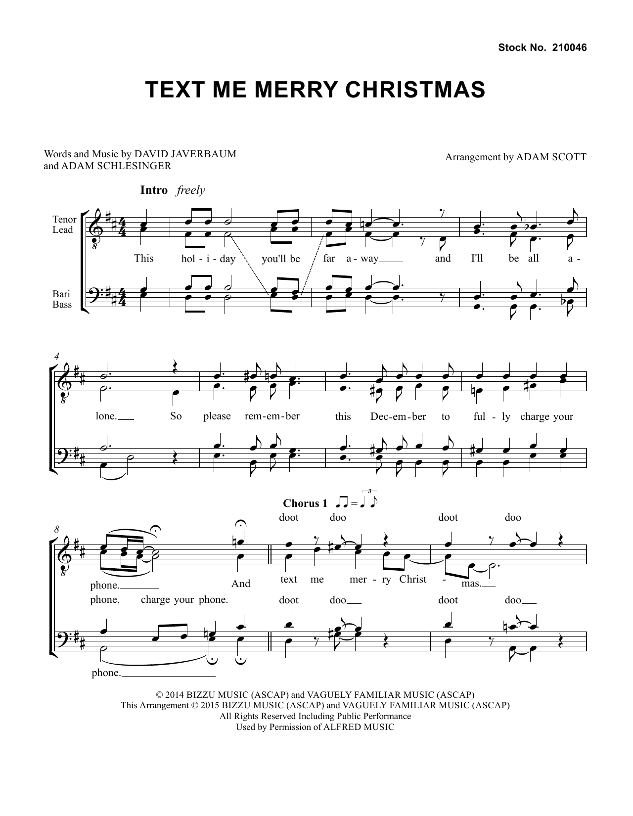 Straight No Chaser feat. Kristen Bell Text Me Merry Christmas (arr. Adam Scott) Sheet Music Notes & Chords for TTBB Choir - Download or Print PDF