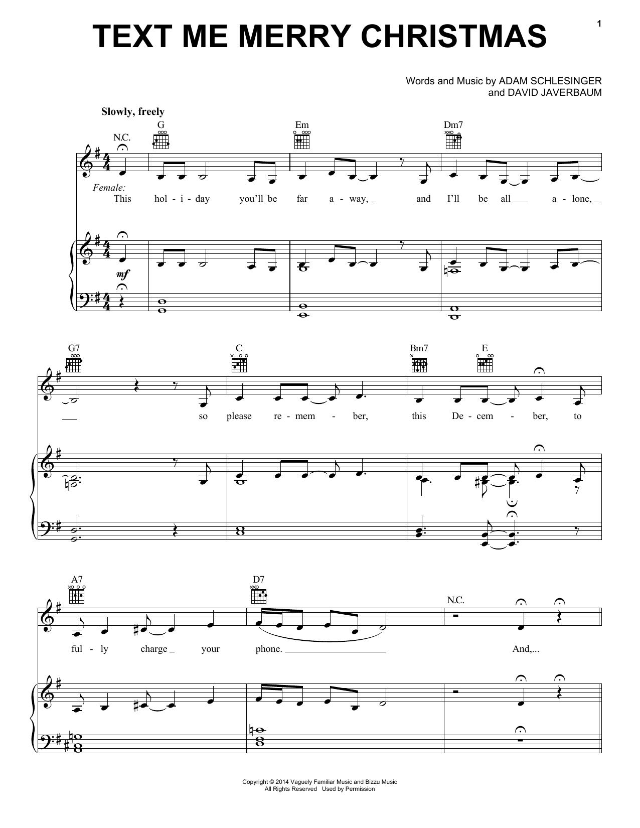 Straight No Chaser featuring Kristen Bell Text Me Merry Christmas Sheet Music Notes & Chords for Piano, Vocal & Guitar (Right-Hand Melody) - Download or Print PDF