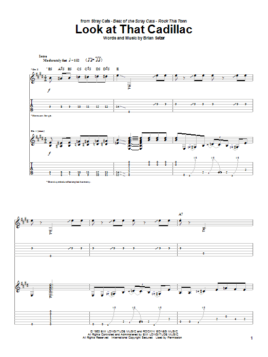 Stray Cats Look At That Cadillac Sheet Music Notes & Chords for Guitar Tab - Download or Print PDF