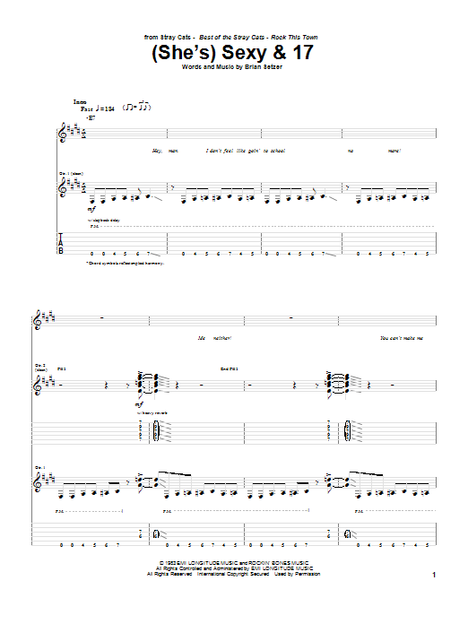 Stray Cats (She's) Sexy And 17 Sheet Music Notes & Chords for Guitar Tab - Download or Print PDF
