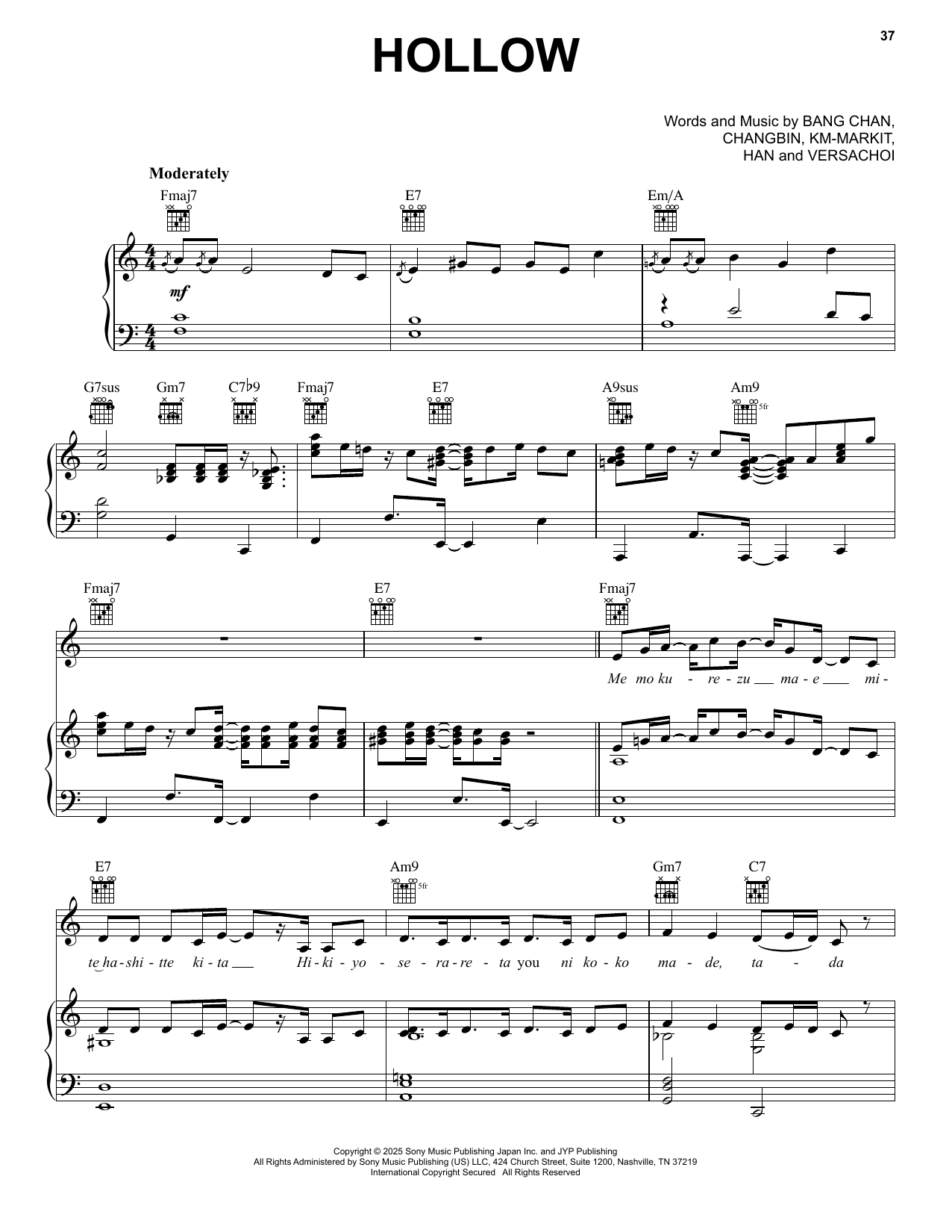 Stray Kids Hollow Sheet Music Notes & Chords for Piano, Vocal & Guitar Chords (Right-Hand Melody) - Download or Print PDF