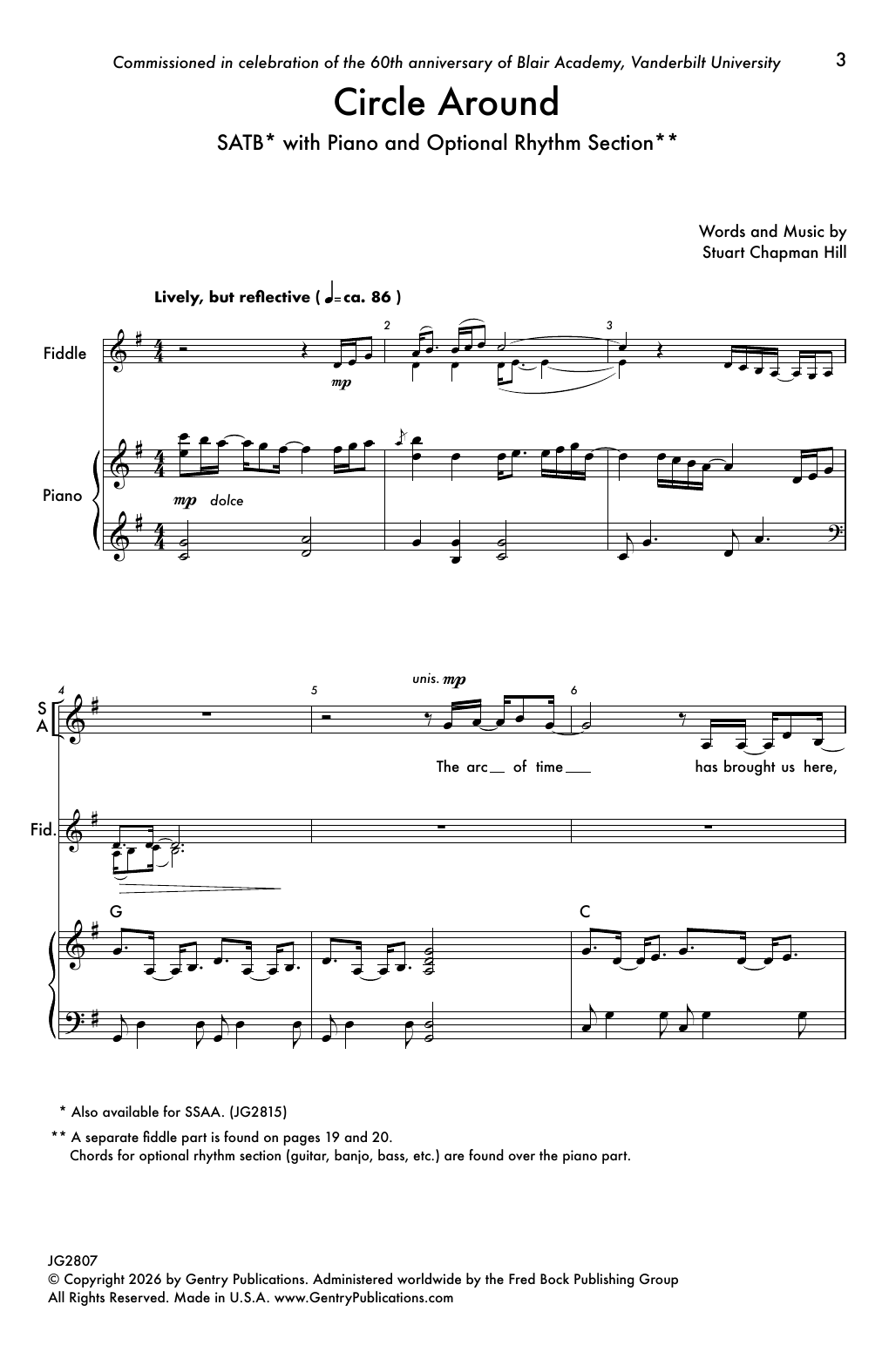 Stuart Chapman Hill Circle Around Sheet Music Notes & Chords for SSA Choir - Download or Print PDF