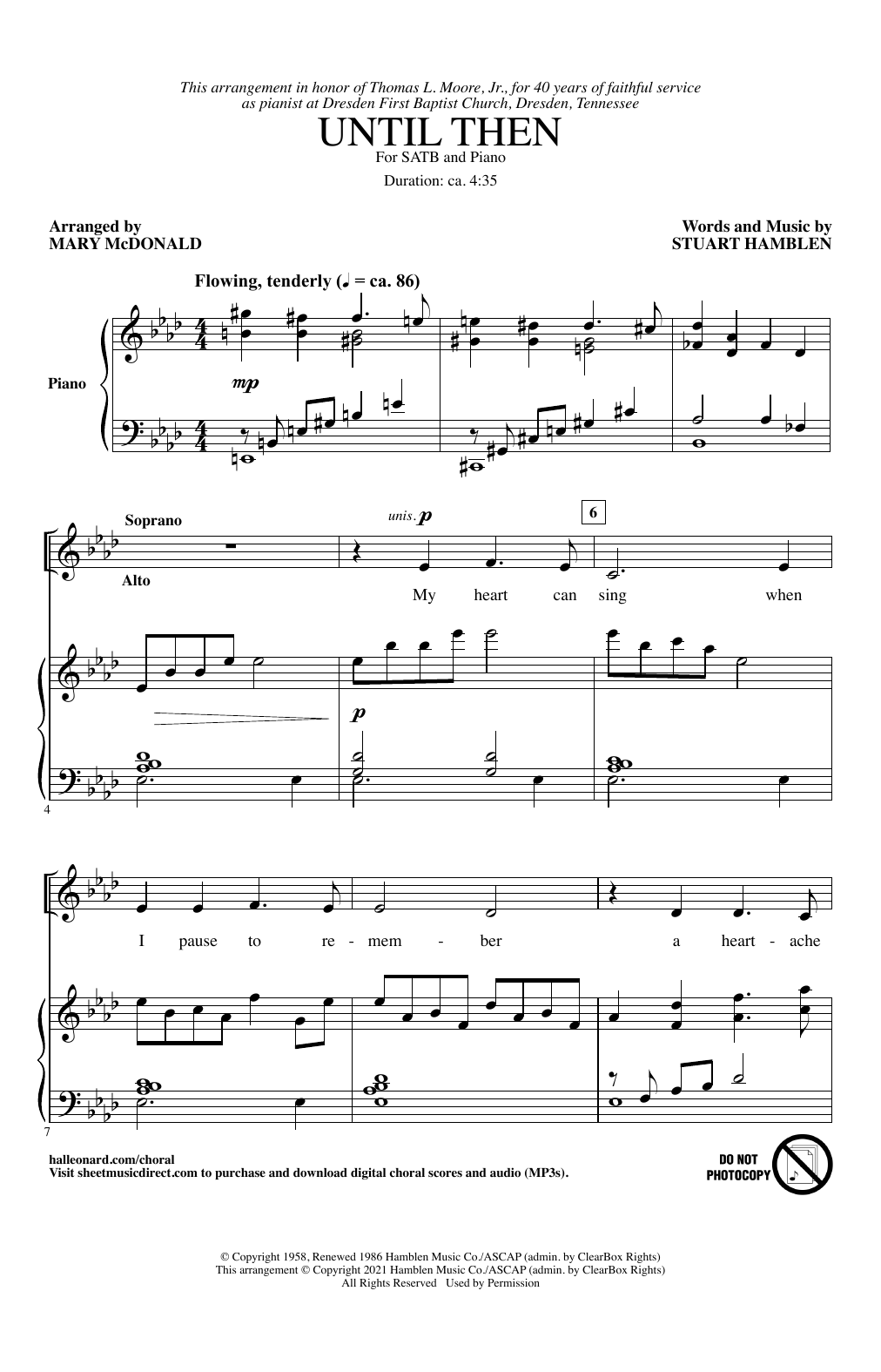 Stuart Hamblen Until Then (arr. Mary McDonald) Sheet Music Notes & Chords for SATB Choir - Download or Print PDF