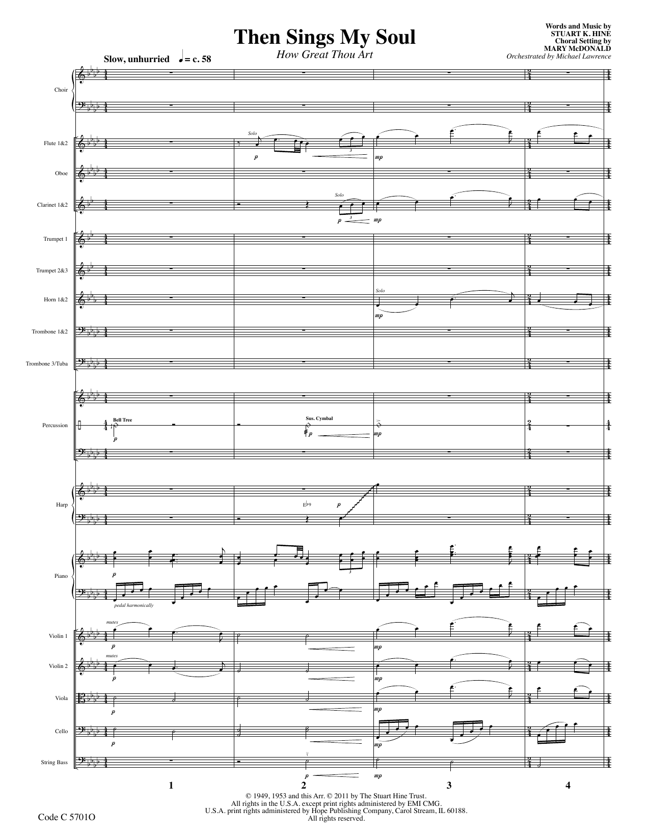 Stuart K. Hine Then Sings My Soul (How Great Thou Art) - Full Score Sheet Music Notes & Chords for Choir Instrumental Pak - Download or Print PDF