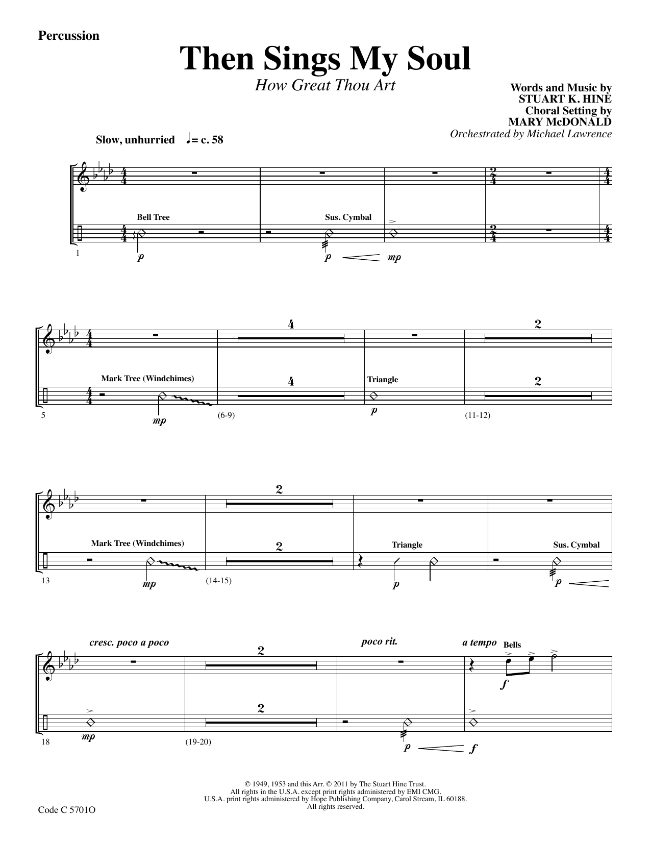 Stuart K. Hine Then Sings My Soul (How Great Thou Art) - Percussion Sheet Music Notes & Chords for Choir Instrumental Pak - Download or Print PDF