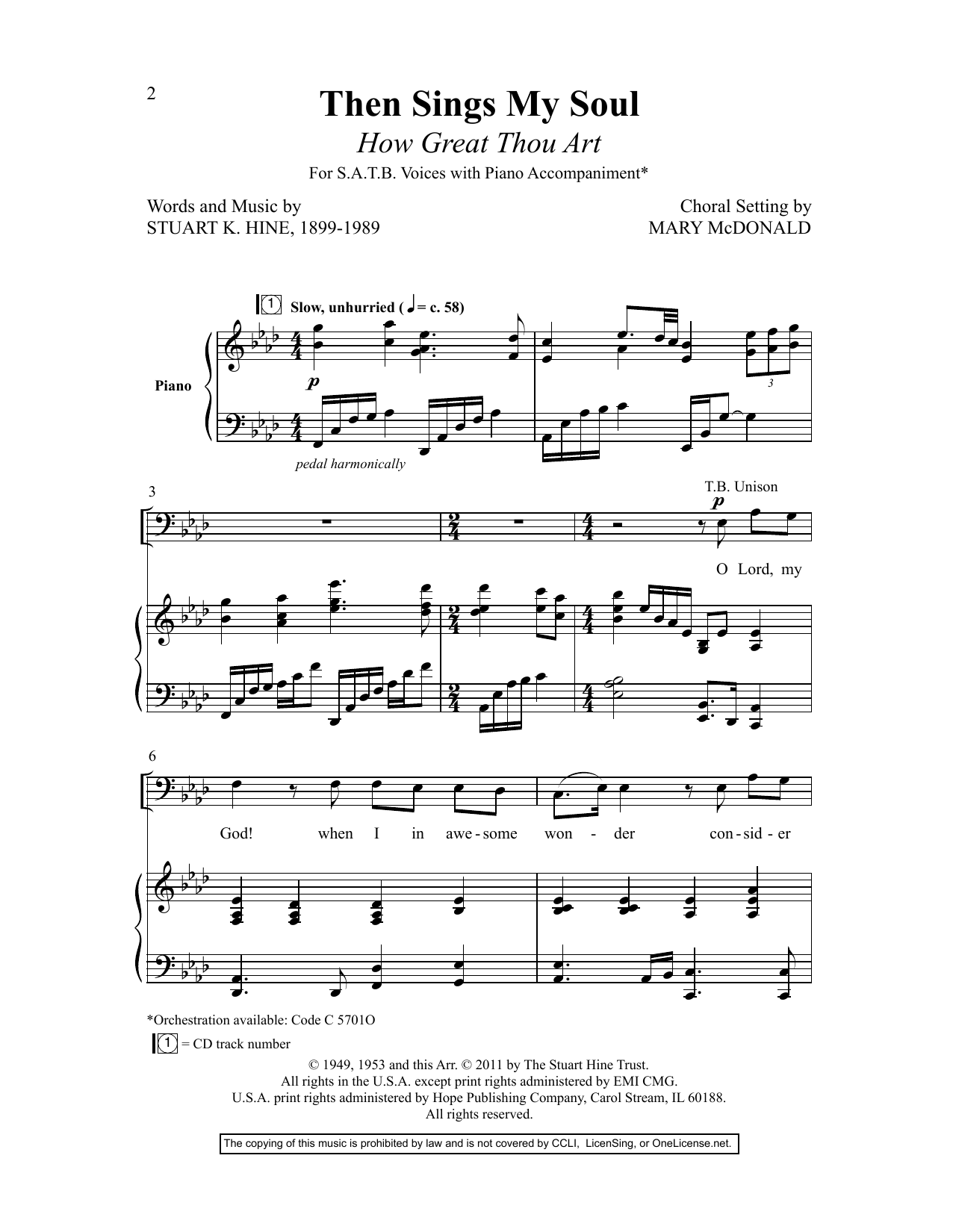 Stuart K. Hine Then Sings My Soul (How Great Thou Art) (arr. Mary McDonald) Sheet Music Notes & Chords for Choir - Download or Print PDF