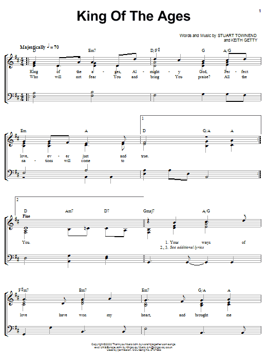 Stuart Townend King Of The Ages Sheet Music Notes & Chords for Piano, Vocal & Guitar (Right-Hand Melody) - Download or Print PDF Stuart Townend King Of The Ages Sheet Music Notes & Chords for Piano, Vocal & Guitar (Right-Hand Melody) - Download or Print PDF