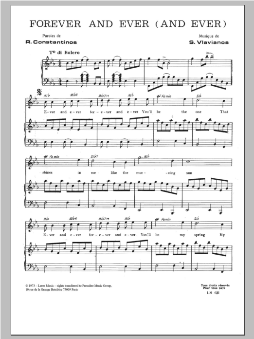 Stylianos Vlavianos Forever And Ever (And Ever) Sheet Music Notes & Chords for Piano & Vocal - Download or Print PDF