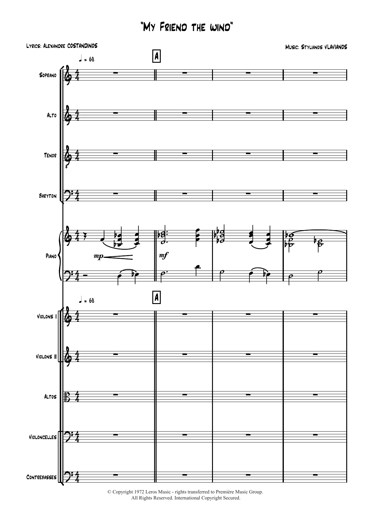 Stylianos Vlavianos My Friend The Wind Sheet Music Notes & Chords for Orchestra - Download or Print PDF