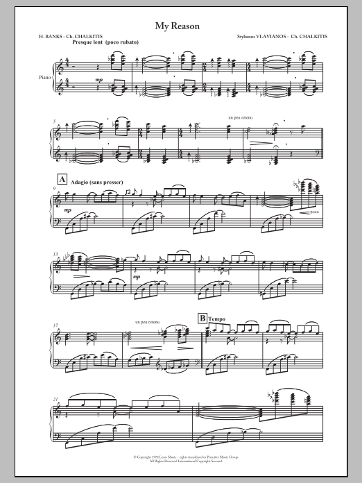 Stylianos Vlavianos My Reason Sheet Music Notes & Chords for Piano - Download or Print PDF