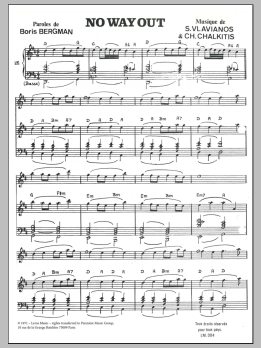 Stylianos Vlavianos No Way Out Sheet Music Notes & Chords for Piano & Vocal - Download or Print PDF