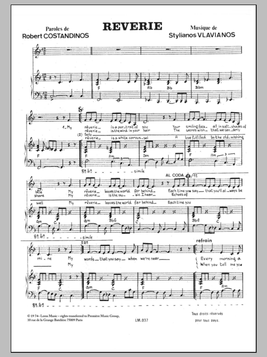 Stylianos Vlavianos Reverie Sheet Music Notes & Chords for Piano & Vocal - Download or Print PDF