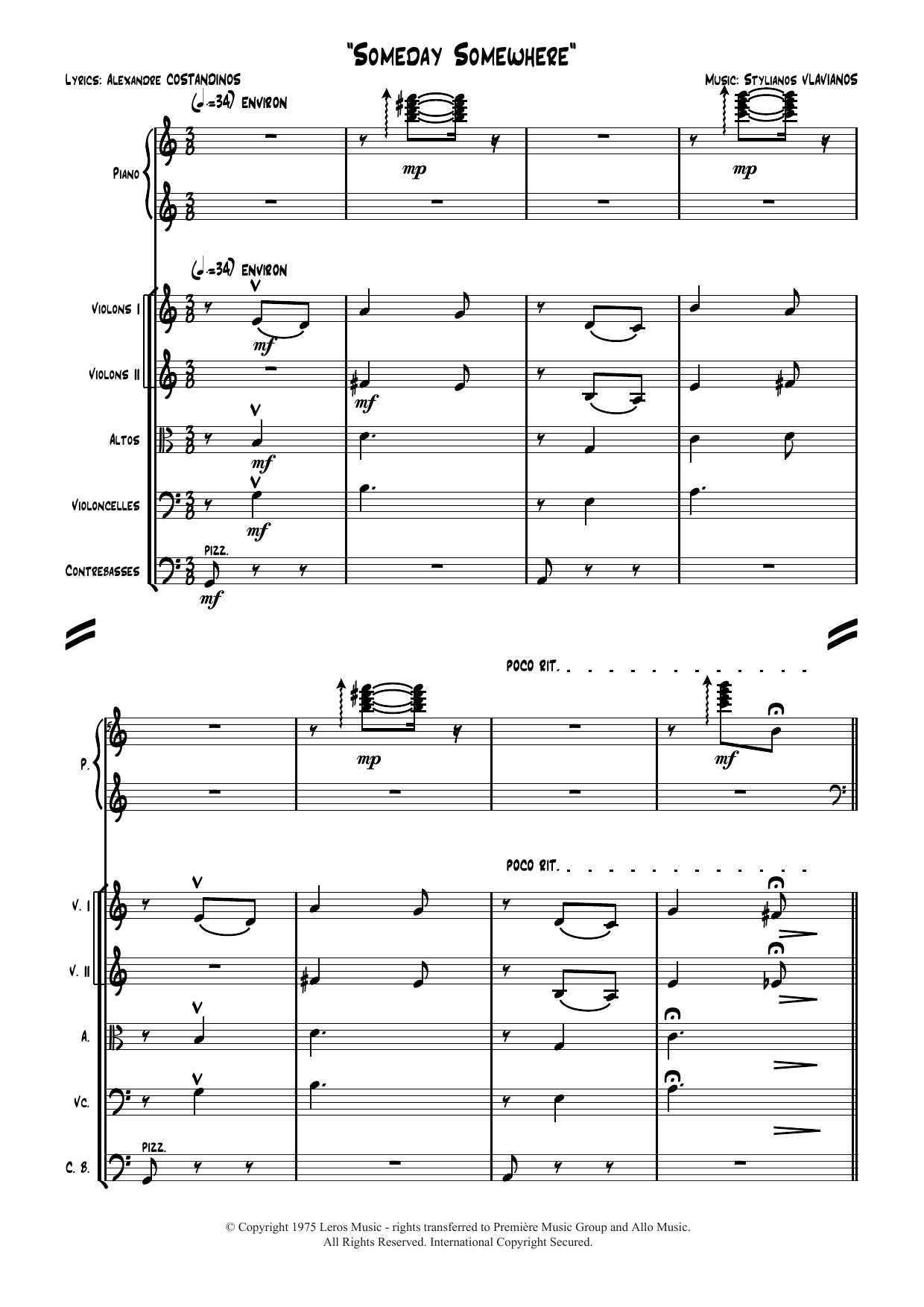 Stylianos Vlavianos Someday Somewhere Sheet Music Notes & Chords for Orchestra - Download or Print PDF