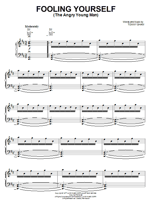 Styx Fooling Yourself (The Angry Young Man) sheet music notes and chords. Download Printable PDF.