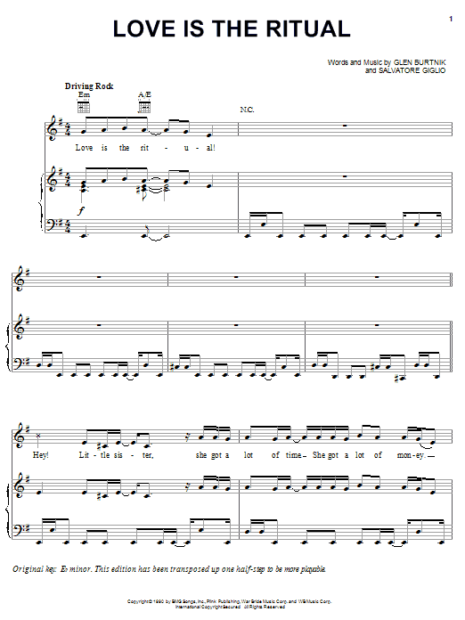 Styx Love Is The Ritual Sheet Music Notes & Chords for Piano, Vocal & Guitar (Right-Hand Melody) - Download or Print PDF