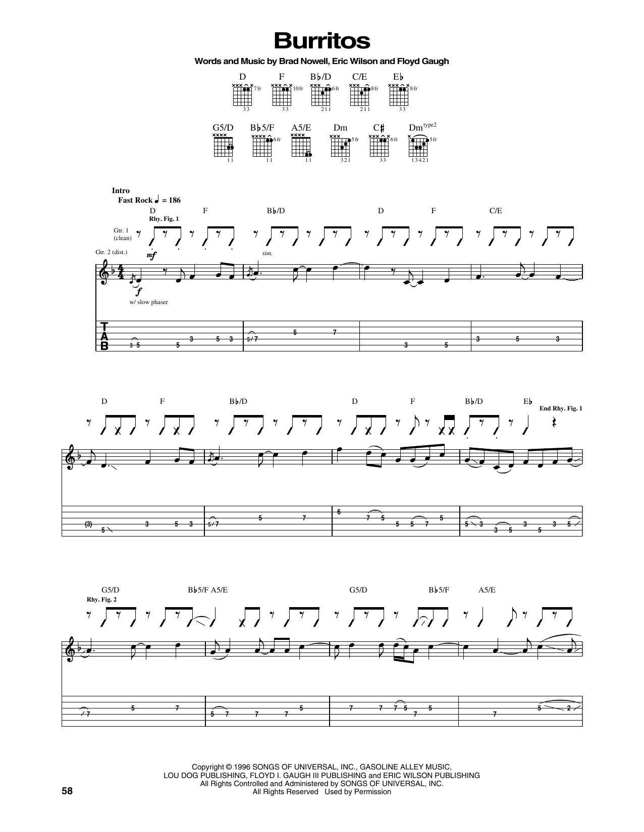 Sublime Burritos Sheet Music Notes & Chords for Guitar Tab - Download or Print PDF