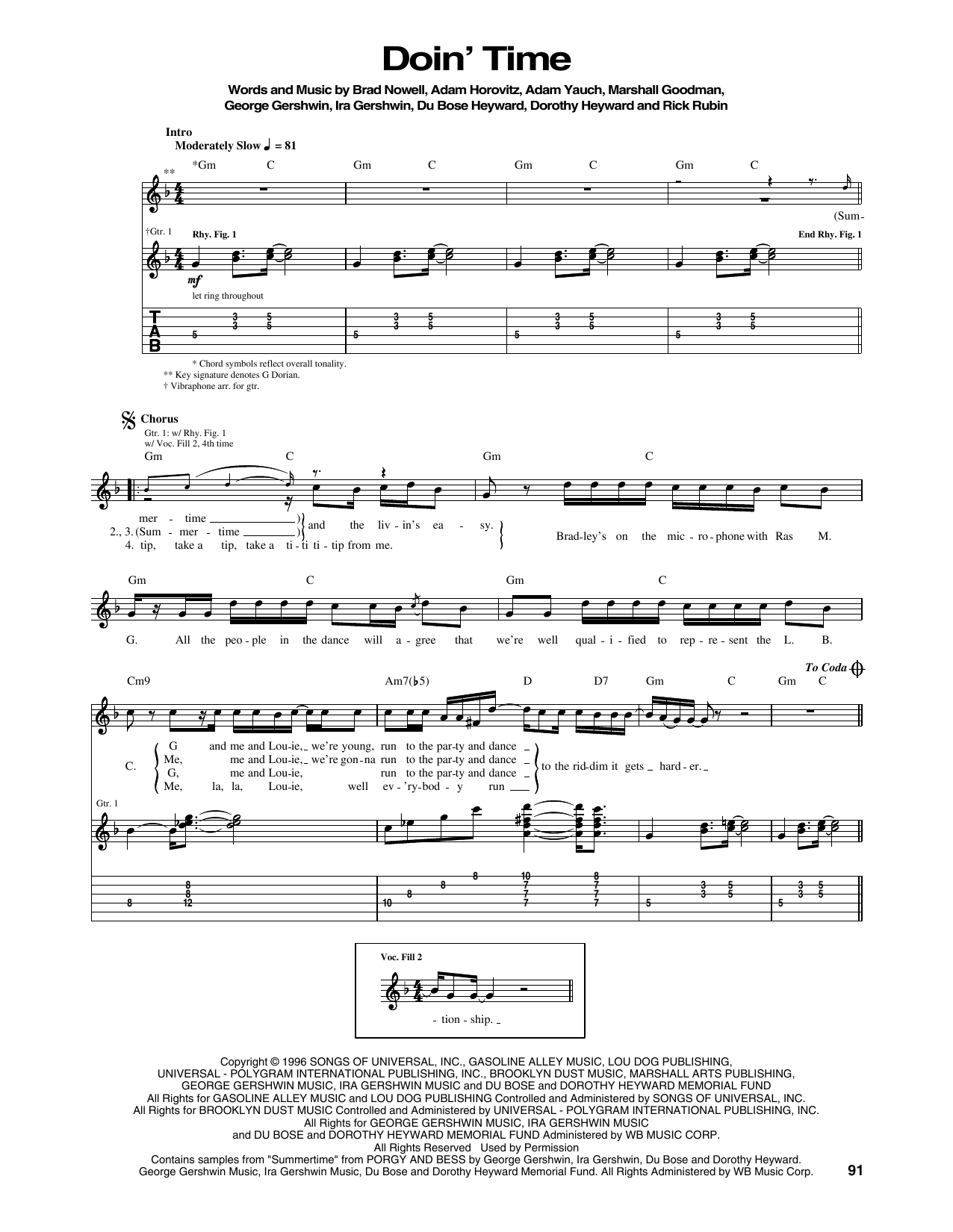 Sublime Doin' Time Sheet Music Notes & Chords for Bass Guitar Tab - Download or Print PDF