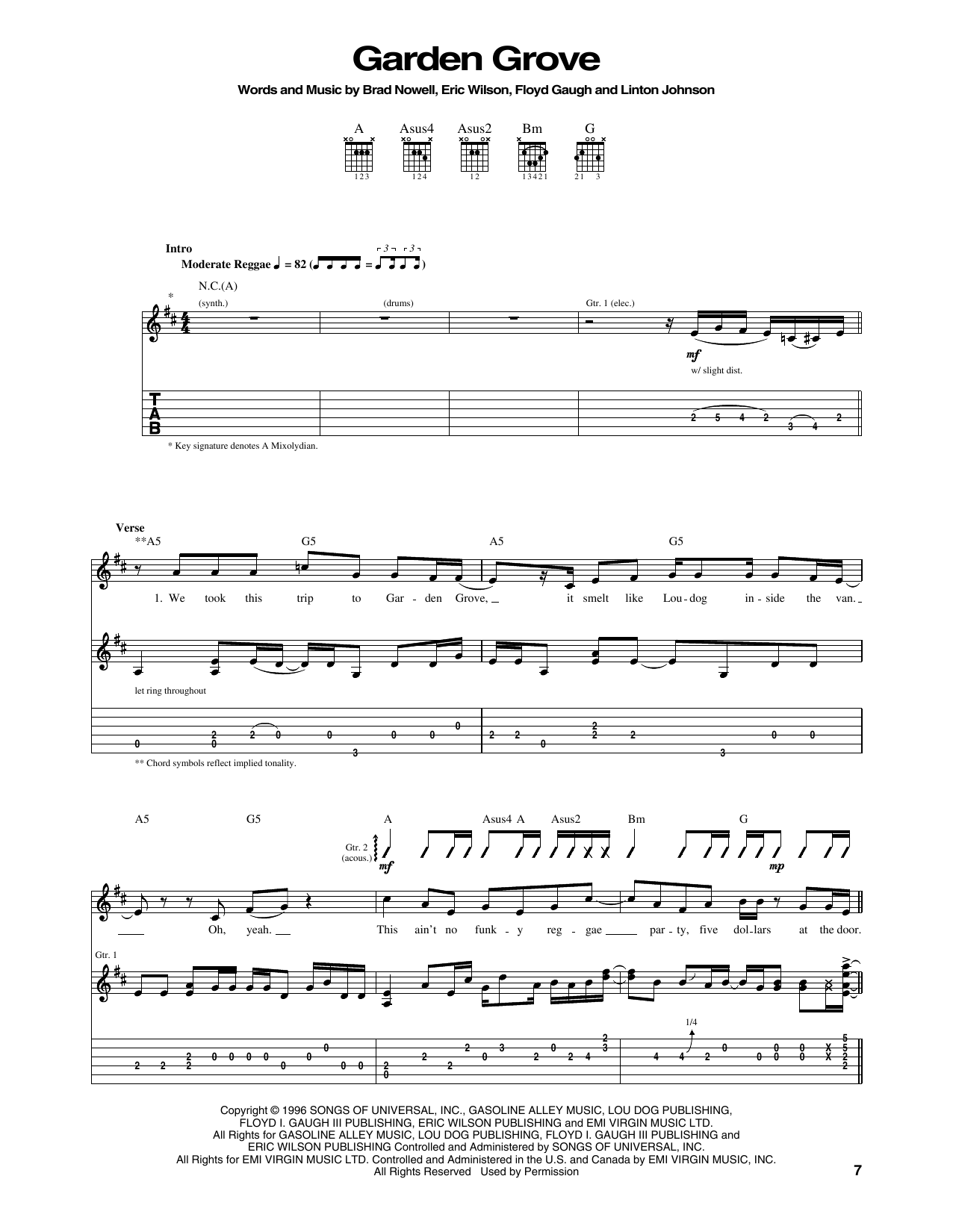 Sublime Garden Grove Sheet Music Notes & Chords for Piano, Vocal & Guitar (Right-Hand Melody) - Download or Print PDF