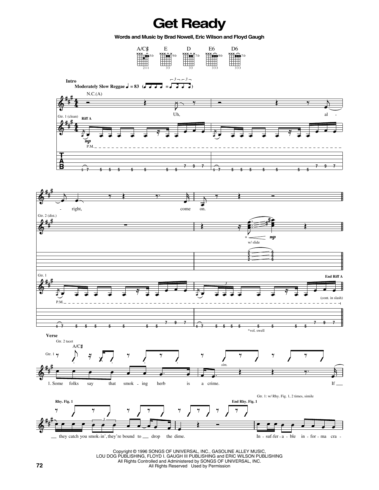 Sublime Get Ready Sheet Music Notes & Chords for Guitar Tab - Download or Print PDF