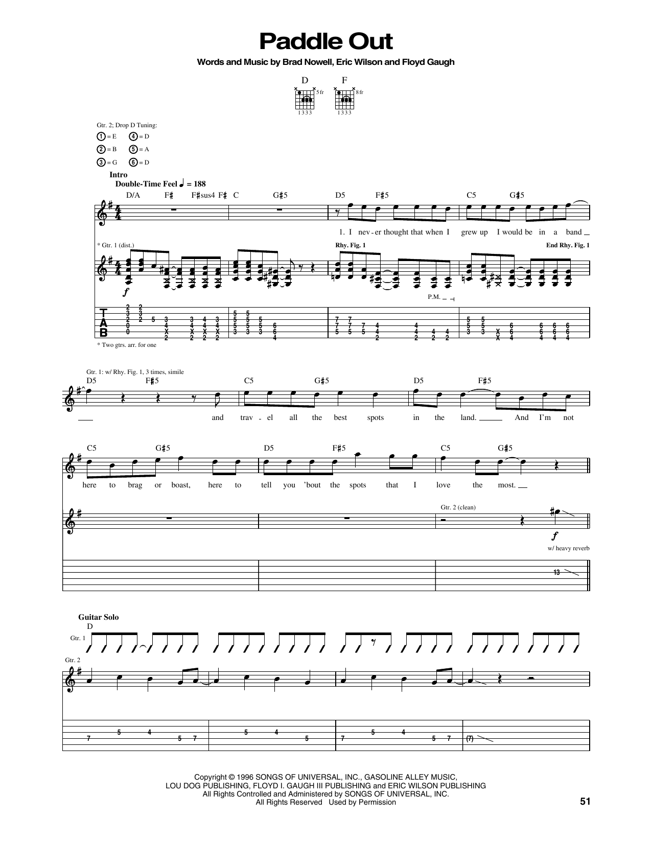 Sublime Paddle Out Sheet Music Notes & Chords for Guitar Tab - Download or Print PDF