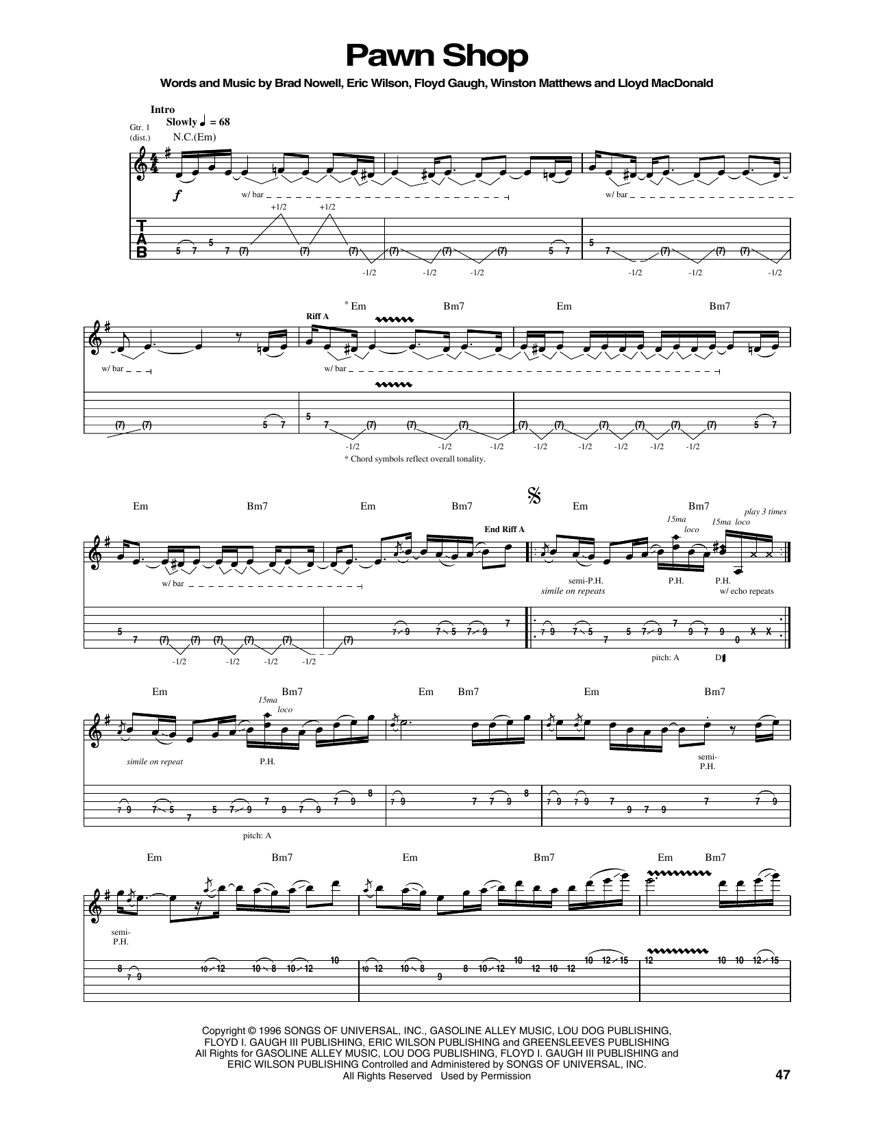 Sublime Pawn Shop Sheet Music Notes & Chords for Bass Guitar Tab - Download or Print PDF