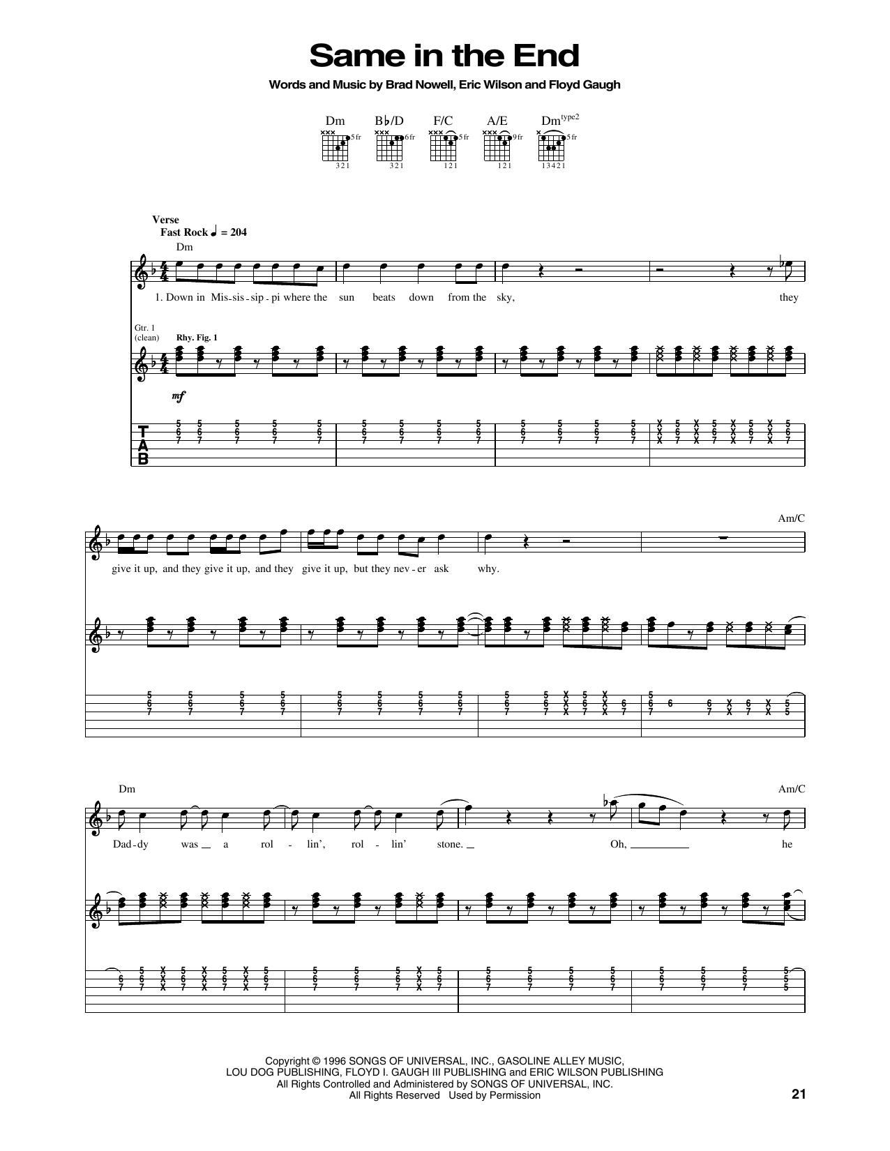 Sublime Same In The End Sheet Music Notes & Chords for Piano, Vocal & Guitar (Right-Hand Melody) - Download or Print PDF