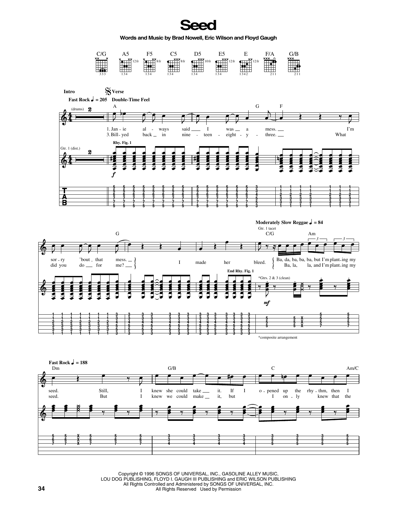 Sublime Seed Sheet Music Notes & Chords for Guitar Tab - Download or Print PDF