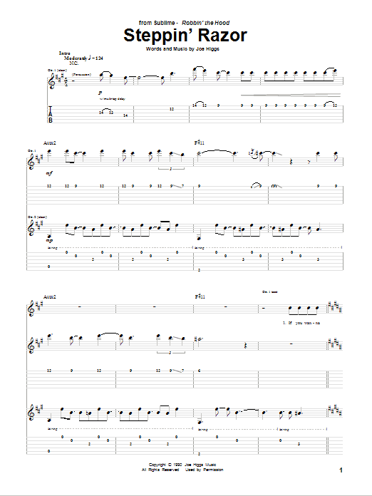 Sublime Steppin' Razor Sheet Music Notes & Chords for Guitar Tab - Download or Print PDF