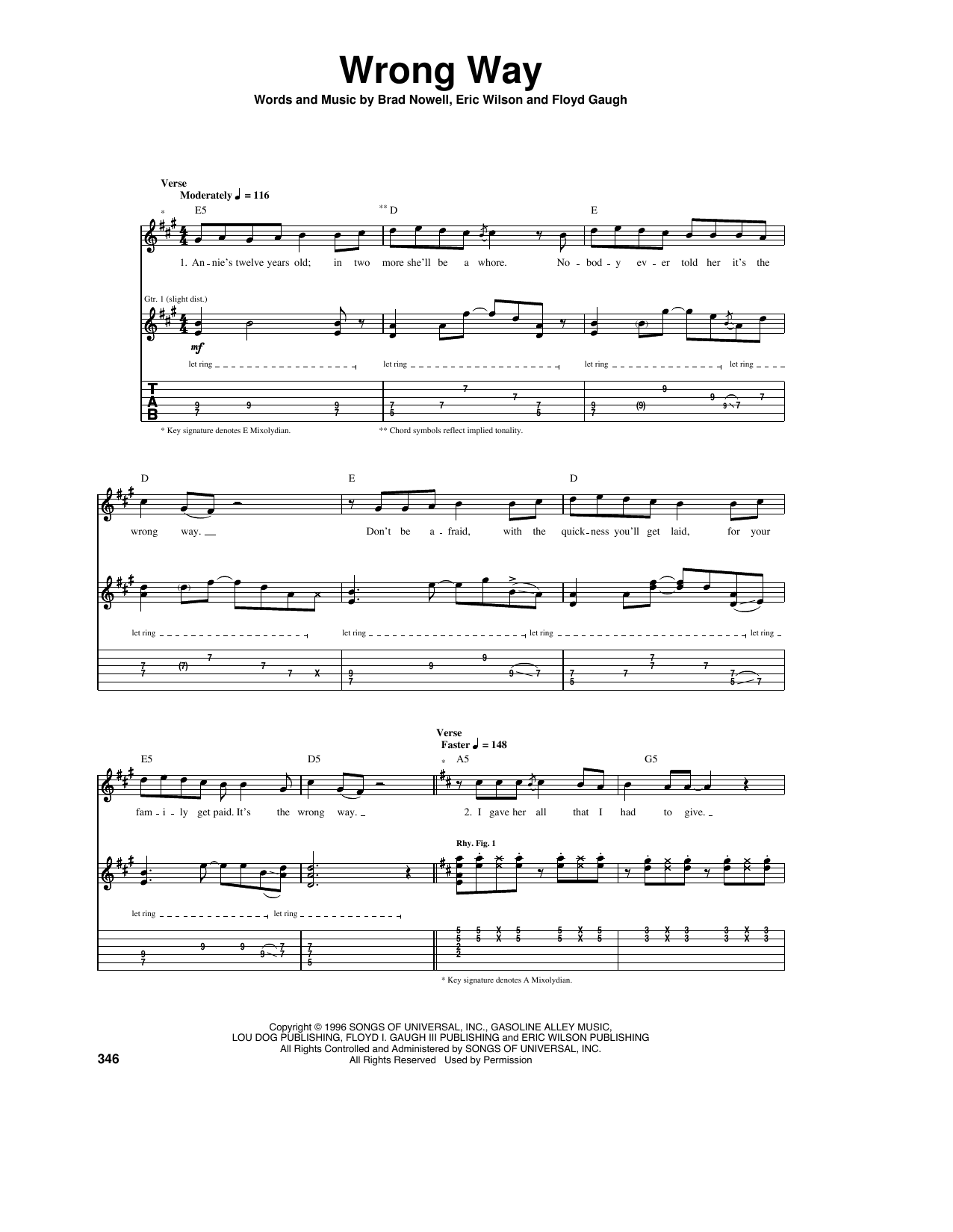 Sublime Wrong Way Sheet Music Notes & Chords for Bass Guitar Tab - Download or Print PDF