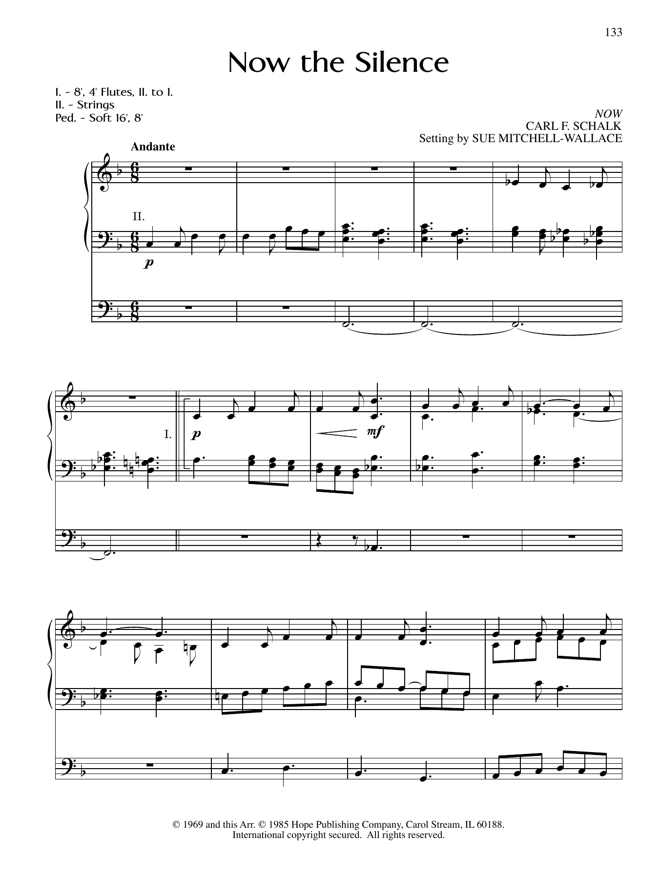 Sue Mitchell-Wallace Now the Silence Sheet Music Notes & Chords for Organ - Download or Print PDF