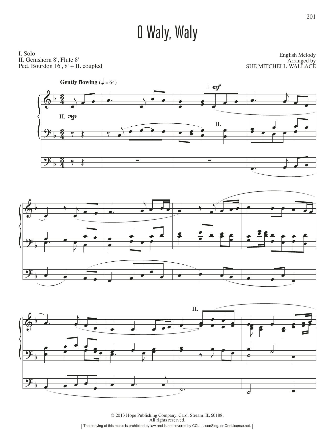 Sue Mitchell-Wallace O Waly, Waly Sheet Music Notes & Chords for Organ - Download or Print PDF