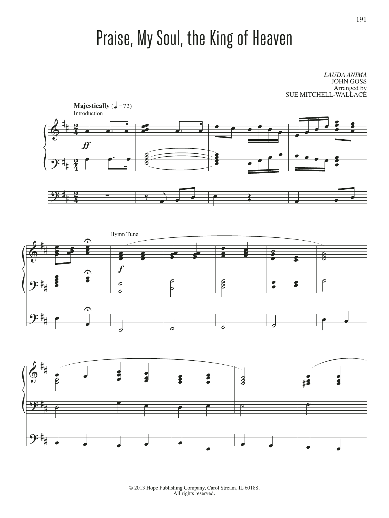 Sue Mitchell-Wallace Praise, My Soul, the King of Heaven Sheet Music Notes & Chords for Organ - Download or Print PDF