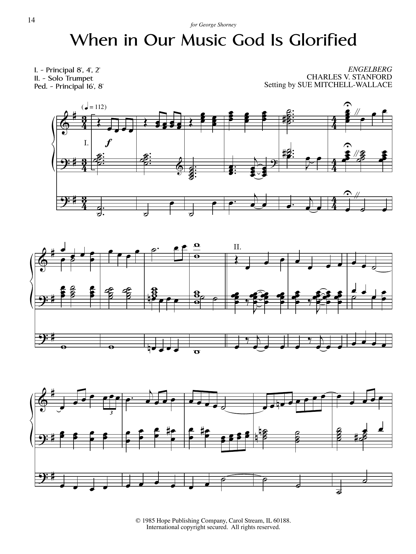 Sue Mitchell-Wallace When in Our Music God Is Glorified Sheet Music Notes & Chords for Organ - Download or Print PDF