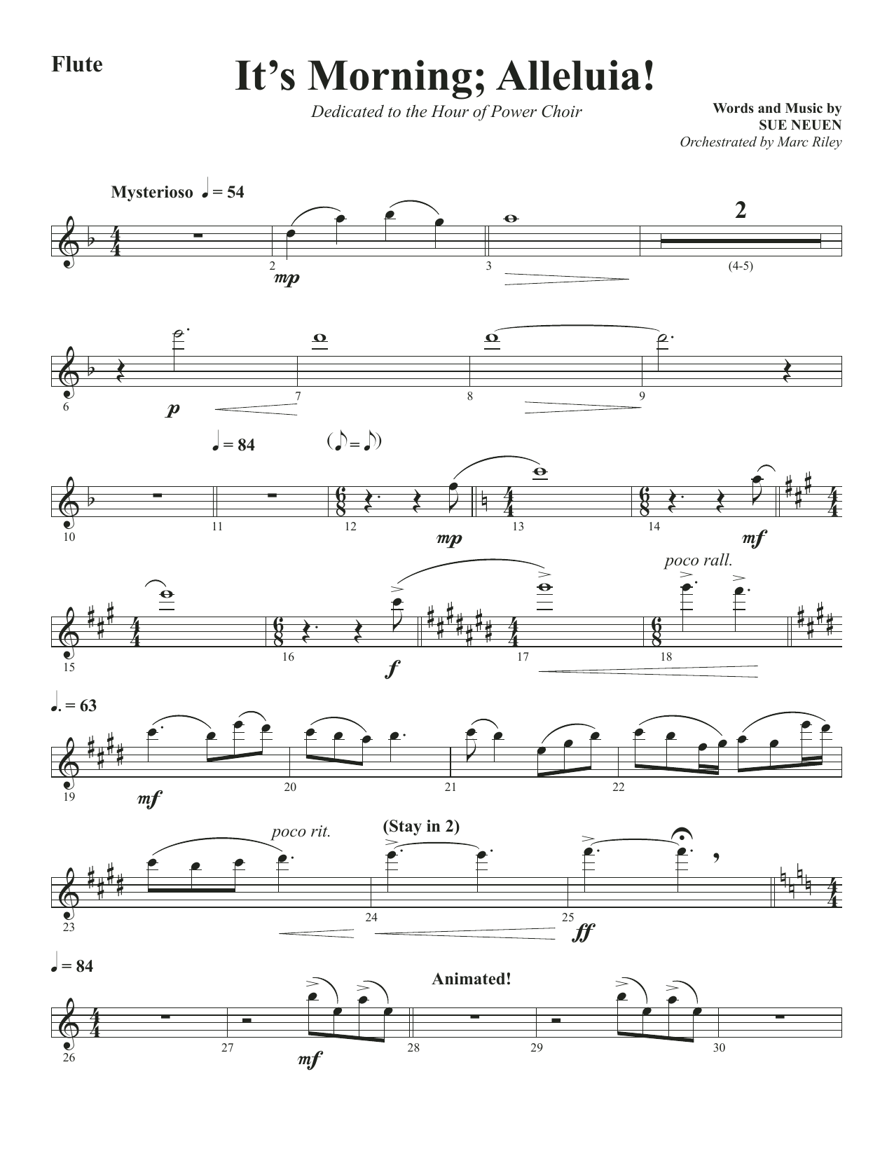 Sue Neuen It's Morning; Alleluia! - Flute Sheet Music Notes & Chords for Choir Instrumental Pak - Download or Print PDF