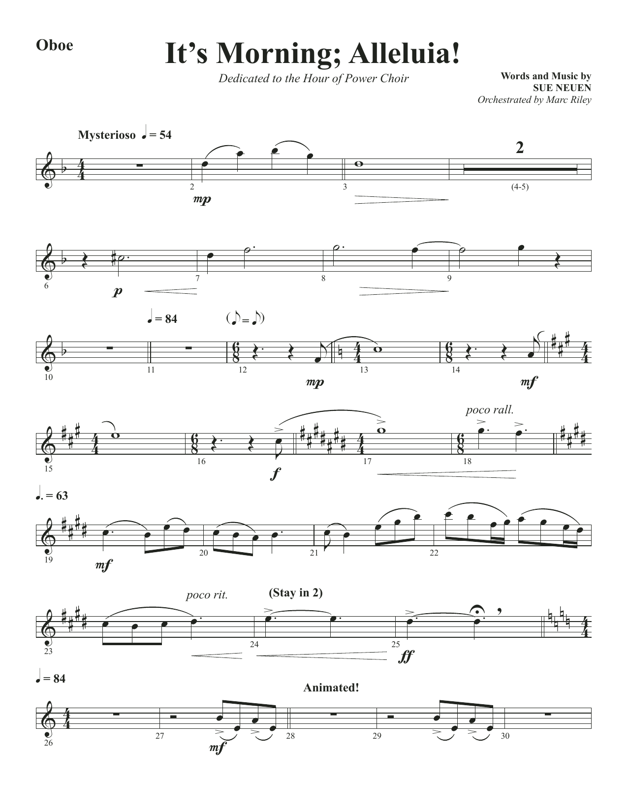 Sue Neuen It's Morning; Alleluia! - Oboe Sheet Music Notes & Chords for Choir Instrumental Pak - Download or Print PDF