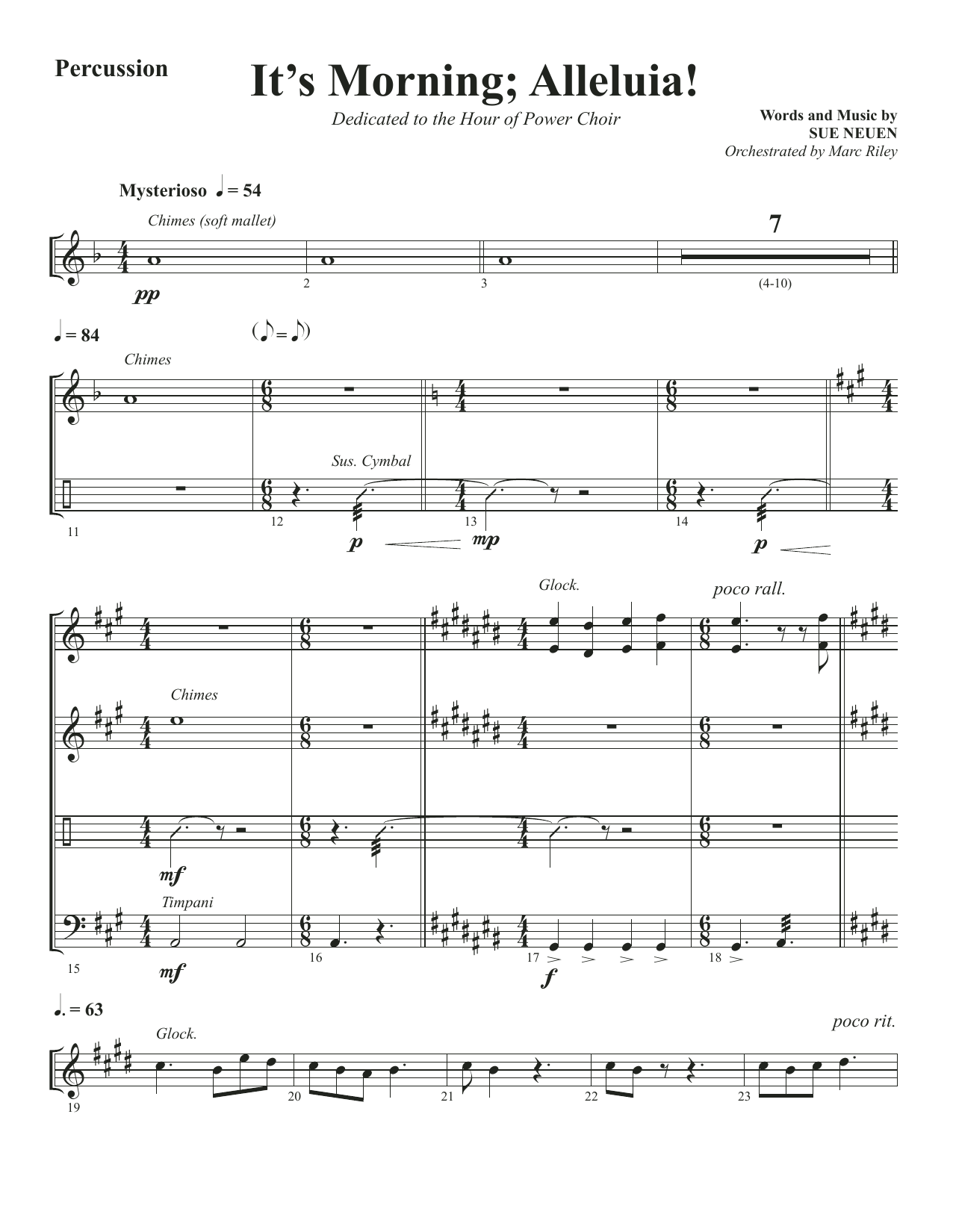 Sue Neuen It's Morning; Alleluia! - Percussion Sheet Music Notes & Chords for Choir Instrumental Pak - Download or Print PDF