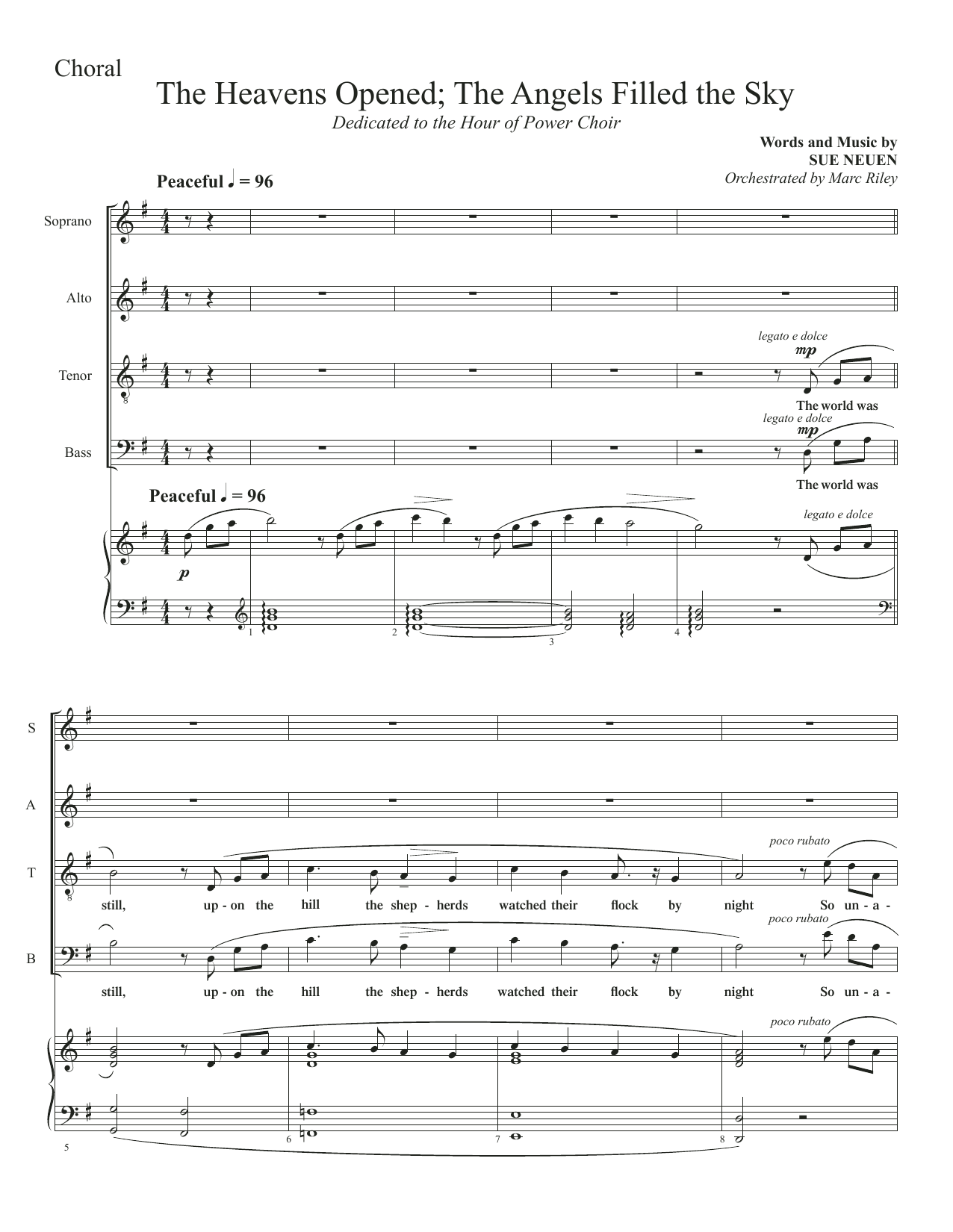 Sue Neuen The Heavens Opened; The Angels Filled The Sky Sheet Music Notes & Chords for SATB Choir - Download or Print PDF