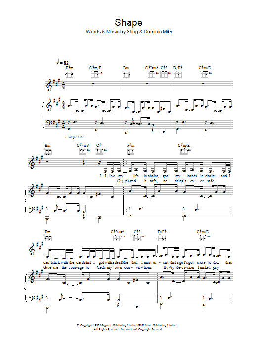 Sugababes Shape Sheet Music Notes & Chords for Piano, Vocal & Guitar - Download or Print PDF