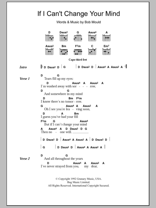 SuGar If I Can't Change Your Mind Sheet Music Notes & Chords for Lyrics & Chords - Download or Print PDF