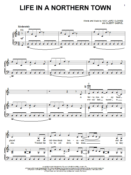 Sugarland featuring Little Big Town & Jake Owen Life In A Northern Town Sheet Music Notes & Chords for Piano, Vocal & Guitar (Right-Hand Melody) - Download or Print PDF