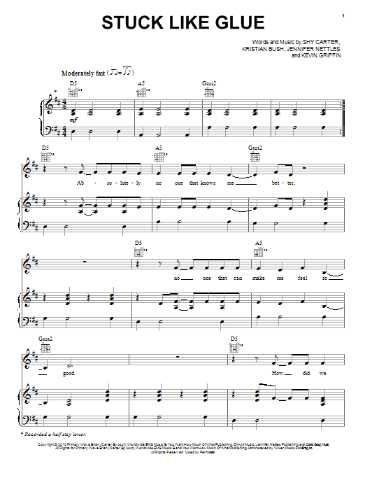 Sugarland Stuck Like Glue Sheet Music Notes & Chords for Very Easy Piano - Download or Print PDF