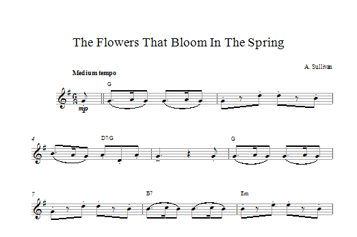 Arthur Seymour Sullivan The Flowers That Bloom In The Spring Sheet Music Notes & Chords for Melody Line & Chords - Download or Print PDF