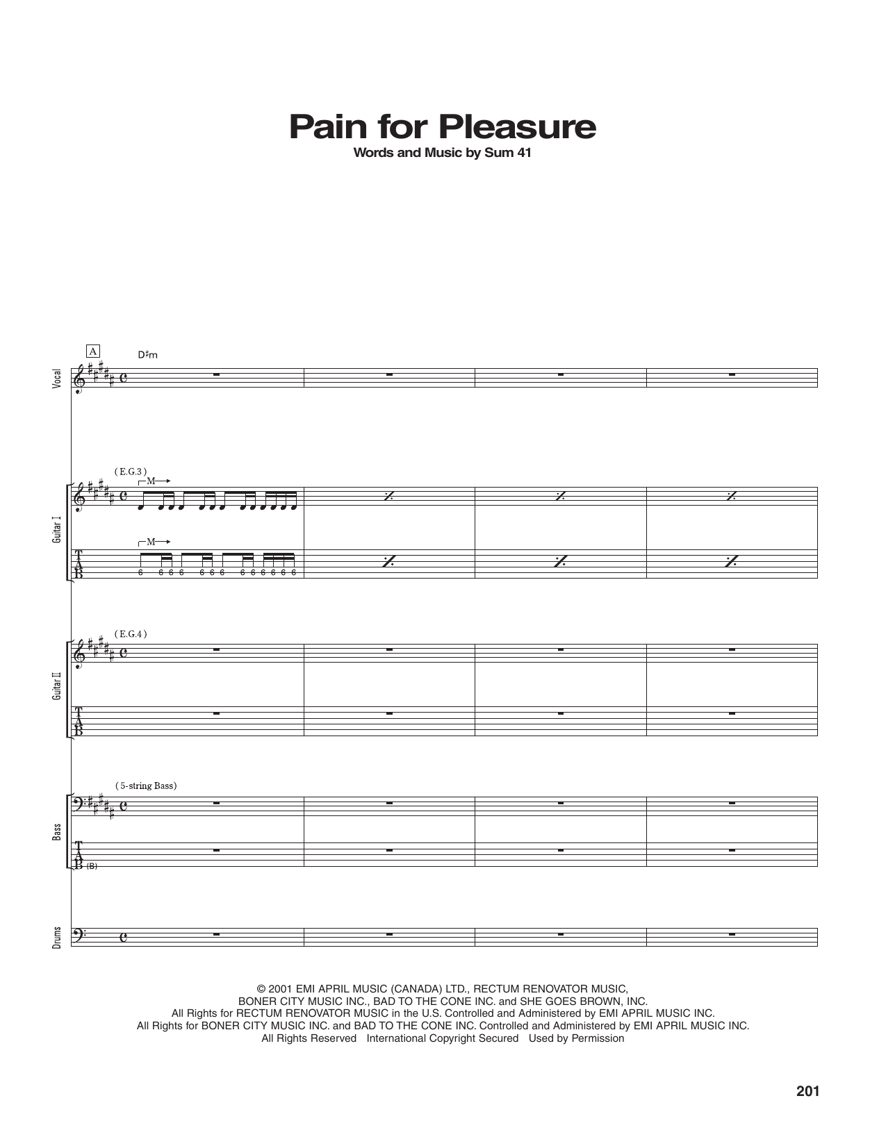 Sum 41 Pain For Pleasure Sheet Music Notes & Chords for Transcribed Score - Download or Print PDF